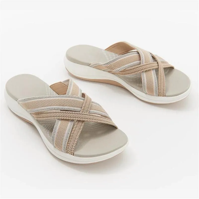 Women's Plus Size Sandals New Soft-soled Thick-soled Wedges With Flying Woven Cross Sandals
