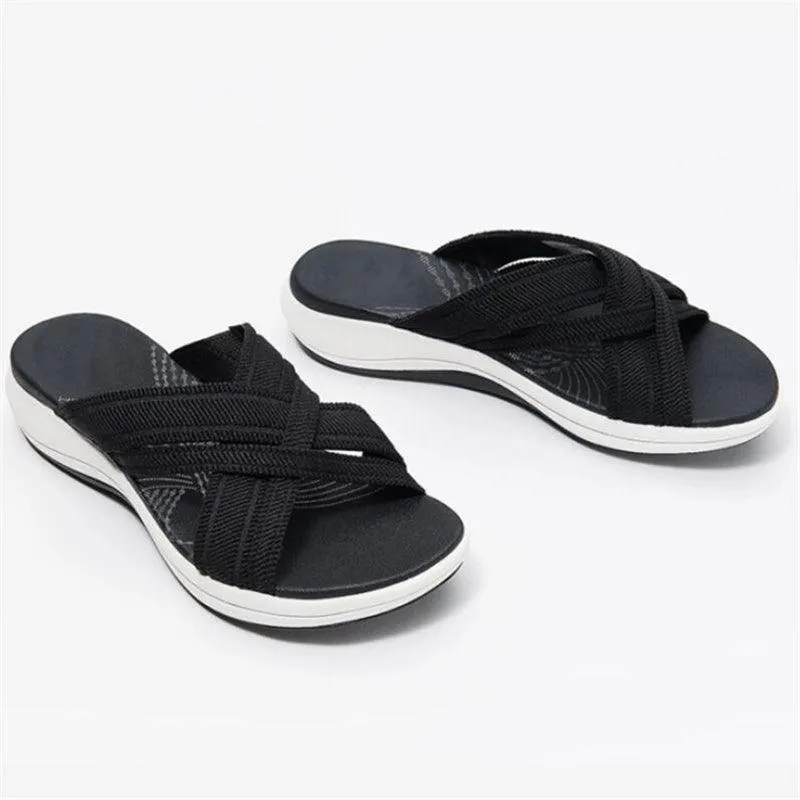 Women's Plus Size Sandals New Soft-soled Thick-soled Wedges With Flying Woven Cross Sandals