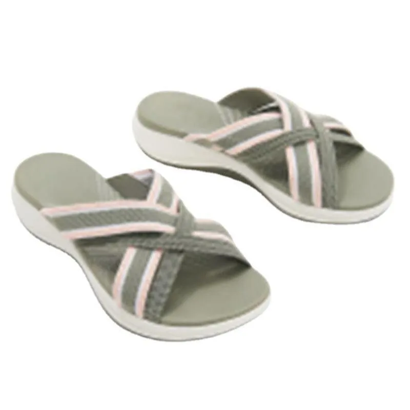 Women's Plus Size Sandals New Soft-soled Thick-soled Wedges With Flying Woven Cross Sandals
