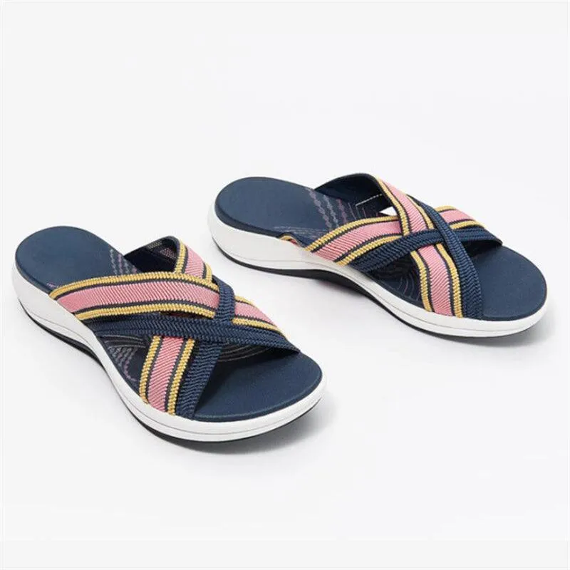Women's Plus Size Sandals New Soft-soled Thick-soled Wedges With Flying Woven Cross Sandals